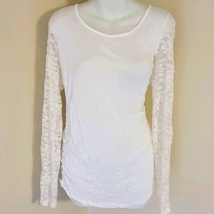 White Lace Sleeve Top